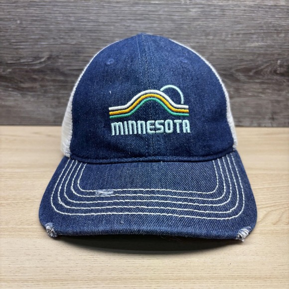 Home Free Other - Minnesota Hat Cap Strap Back Mens One Size Blue White Trucker Denim Embroidered